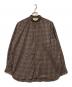 MARKWARE（マーカウェア）の古着「COMFORT FIT BAND COLLAR SHIRT CHECK POPLIN / チェックバンドカラーシャツ」｜ブラウン×グレー