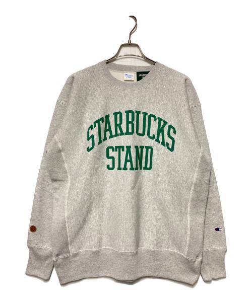 Champion REVERSE WEAVE（チャンピオン リバース ウィーブ）Champion REVERSE WEAVE (チャンピオン リバース ウィーブ) STARBUCKS STAND by BEAMS クルーネックスウェット グレー サイズ:XLの古着・服飾アイテム