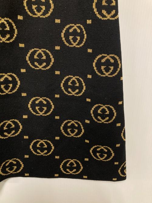 GUCCI（グッチ）GUCCI (グッチ) GG柄ウールラメロングスカート ブラック×ゴールド サイズ:Sの古着・服飾アイテム