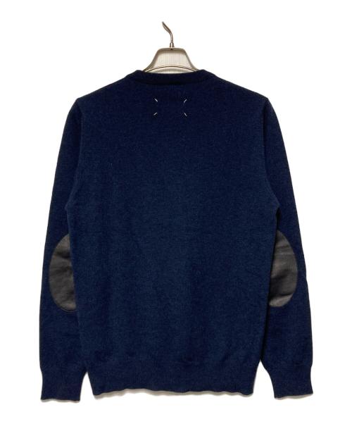 Maison Margiela（メゾンマルジェラ）Maison Margiela (メゾンマルジェラ) 13SS エルボーパッチVネックウールニット ネイビー サイズ:Mの古着・服飾アイテム