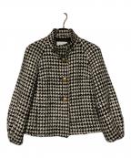 Loulou Willoughbyルルウィルビー）の古着「ウールスラブ千鳥ショートコート」｜ホワイト×ブラック