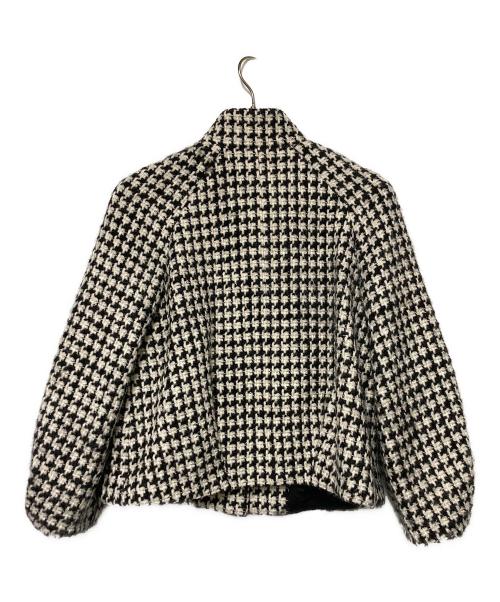 Loulou Willoughby（ルルウィルビー）Loulou Willoughby (ルルウィルビー) ウールスラブ千鳥ショートコート ホワイト×ブラック サイズ:1の古着・服飾アイテム