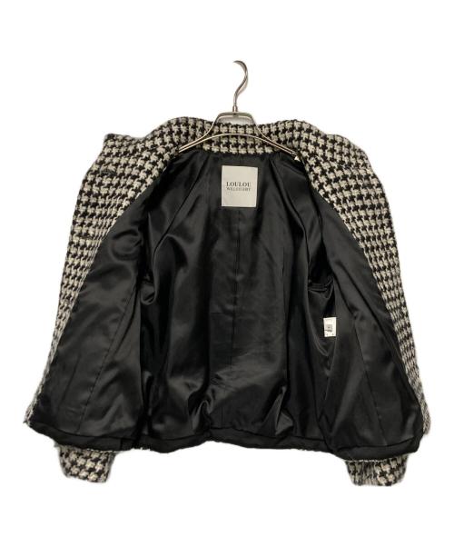Loulou Willoughby（ルルウィルビー）Loulou Willoughby (ルルウィルビー) ウールスラブ千鳥ショートコート ホワイト×ブラック サイズ:1の古着・服飾アイテム