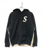 SUPREMEシュプリーム）の古着「20FW S Logo Split Hooded Sweatshirt」｜ブラック×アイボリー