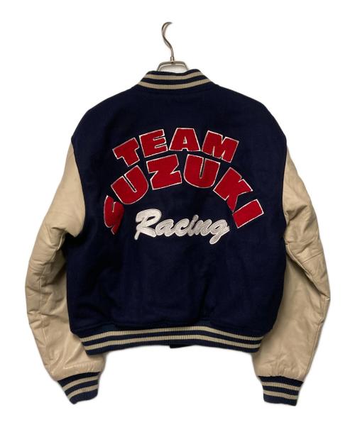 TEAM SUZUKI Racing（チームスズキレーシング）TEAM SUZUKI Racing (チームスズキレーシング) スタジャン ネイビー×ベージュ サイズ:Mの古着・服飾アイテム