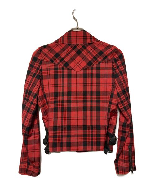 Hysteric Glamour（ヒステリックグラマー）Hysteric Glamour (ヒステリックグラマー) チェックライダースセットアップ レッド×ブラック サイズ:ジャケット:F パンツ:Mの古着・服飾アイテム