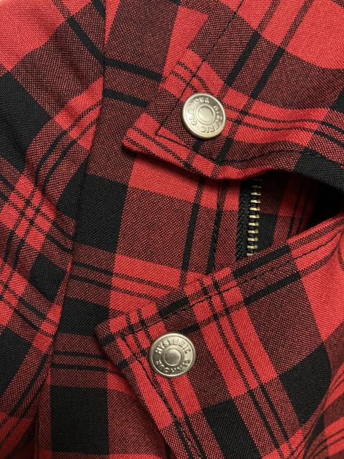 Hysteric Glamour（ヒステリックグラマー）Hysteric Glamour (ヒステリックグラマー) チェックライダースセットアップ レッド×ブラック サイズ:ジャケット:F パンツ:Mの古着・服飾アイテム