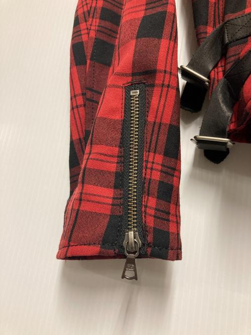 Hysteric Glamour（ヒステリックグラマー）Hysteric Glamour (ヒステリックグラマー) チェックライダースセットアップ レッド×ブラック サイズ:ジャケット:F パンツ:Mの古着・服飾アイテム
