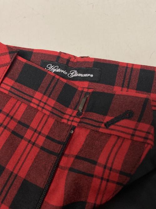 Hysteric Glamour（ヒステリックグラマー）Hysteric Glamour (ヒステリックグラマー) チェックライダースセットアップ レッド×ブラック サイズ:ジャケット:F パンツ:Mの古着・服飾アイテム