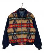 PENDLETONペンドルトン）の古着「90s ネイティブ柄中綿ウールジャケット」｜ネイビー×ベージュ