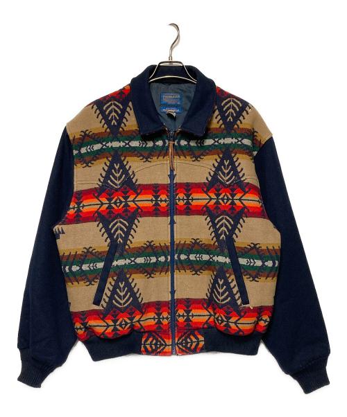 PENDLETON（ペンドルトン）PENDLETON (ペンドルトン) 90s ネイティブ柄中綿ウールジャケット ネイビー×ベージュ サイズ:Lの古着・服飾アイテム