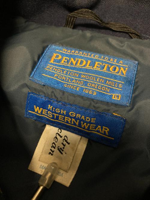 PENDLETON（ペンドルトン）PENDLETON (ペンドルトン) 90s ネイティブ柄中綿ウールジャケット ネイビー×ベージュ サイズ:Lの古着・服飾アイテム
