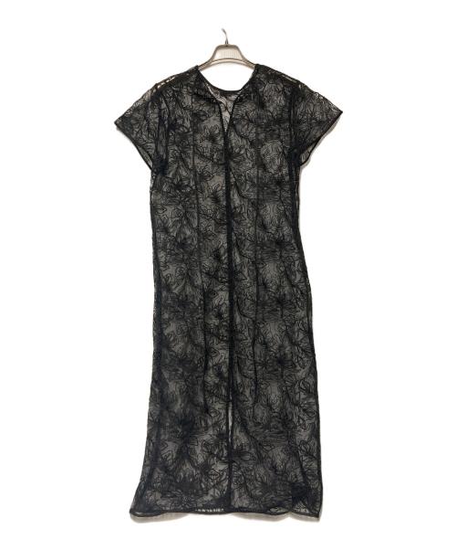 LE CIEL BLEU（ルシェルブルー）LE CIEL BLEU (ルシェルブルー) Flower Embroidery Dress / 半袖ワンピース ブラック サイズ:36の古着・服飾アイテム