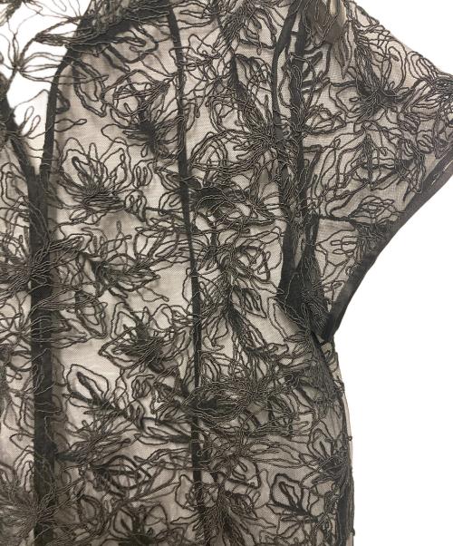 LE CIEL BLEU（ルシェルブルー）LE CIEL BLEU (ルシェルブルー) Flower Embroidery Dress / 半袖ワンピース ブラック サイズ:36の古着・服飾アイテム