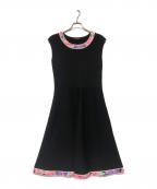 LEONARDレオナール）の古着「ノースリーブワンピース」｜ブラック×ピンク