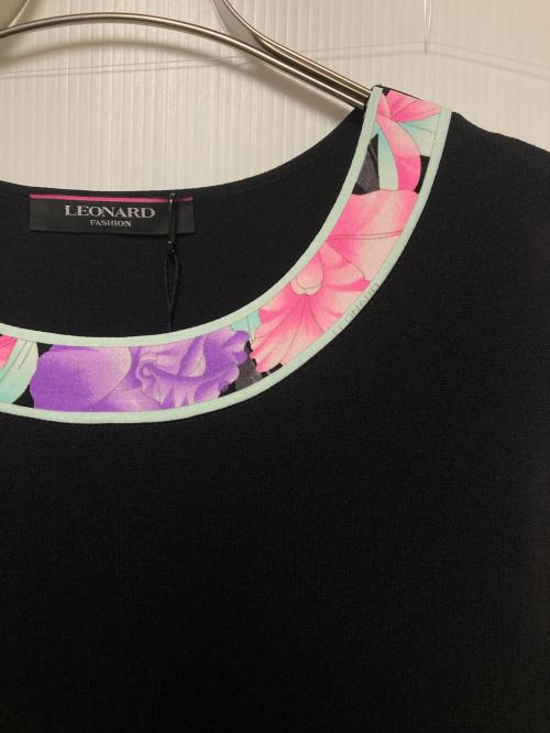 LEONARD（レオナール）LEONARD (レオナール) ノースリーブワンピース ブラック×ピンク サイズ:40 未使用品の古着・服飾アイテム