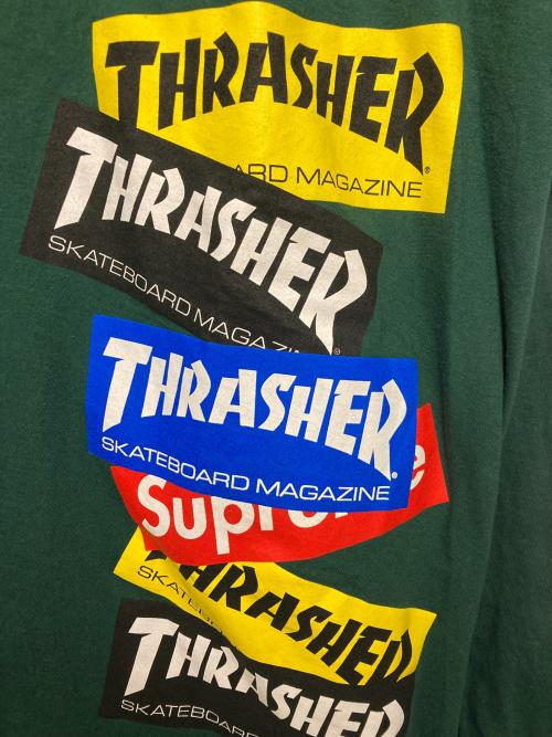 SUPREME（シュプリーム）SUPREME (シュプリーム) THRASHER (スラッシャー) 21FW Thrasher Multi Logo L/S Tee グリーン サイズ:XLの古着・服飾アイテム