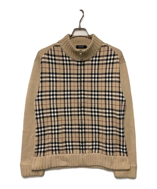BURBERRY BLACK LABEL（バーバリーブラックレーベル）BURBERRY BLACK LABEL (バーバリーブラックレーベル) チェックドライバーズニット ベージュ サイズ:3の古着・服飾アイテム