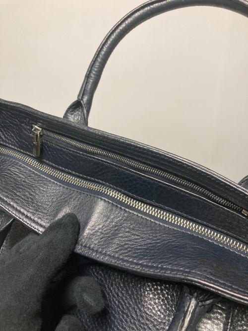 HIROFU（ヒロフ）HIROFU (ヒロフ) レザートートバッグ ネイビーの古着・服飾アイテム