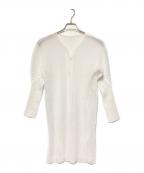 PLEATS PLEASEプリーツプリーズ）の古着「メッシュロングカーディガン」｜ホワイト