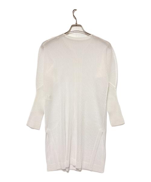 PLEATS PLEASE（プリーツプリーズ）PLEATS PLEASE (プリーツプリーズ) メッシュロングカーディガン ホワイト サイズ:3の古着・服飾アイテム