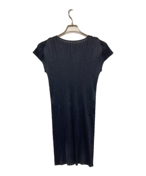 PLEATS PLEASE（プリーツプリーズ）PLEATS PLEASE (プリーツプリーズ) 半袖プリーツワンピース ネイビー サイズ:3の古着・服飾アイテム