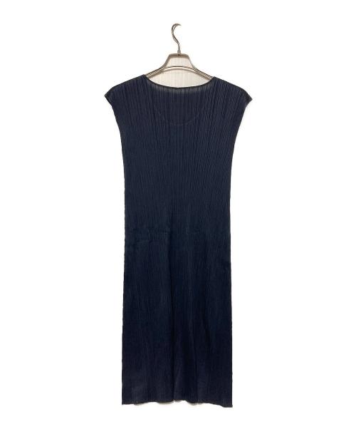 PLEATS PLEASE（プリーツプリーズ）PLEATS PLEASE (プリーツプリーズ) プリーツノースリーブワンピース ネイビー サイズ:3の古着・服飾アイテム