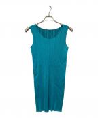 PLEATS PLEASEプリーツプリーズ）の古着「プリーツノースリーブワンピース」｜グリーン