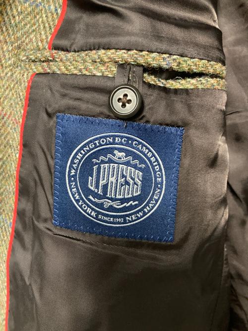 J.PRESS（ジェイプレス）J.PRESS (ジェイプレス) Harris Tweed (ハリスツイード) ツイード2Bテーラードジャケット オリーブ サイズ:-の古着・服飾アイテム