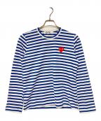 PLAY COMME des GARCONSプレイコムデギャルソン）の古着「PLAY STRIPED T-SHIRT / ボーダーロングスリーブカットソー」｜ブルー×ホワイト