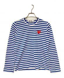 PLAY COMME des GARCONS（プレイコムデギャルソン）の古着「PLAY STRIPED T-SHIRT / ボーダーロングスリーブカットソー」｜ブルー×ホワイト