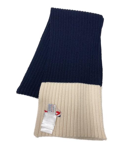 MONCLER（モンクレール）MONCLER (モンクレール) ウールマフラー ネイビー×ホワイトの古着・服飾アイテム