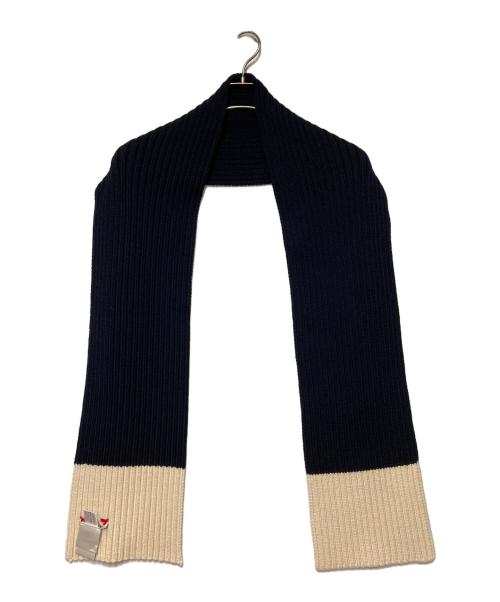 MONCLER（モンクレール）MONCLER (モンクレール) ウールマフラー ネイビー×ホワイトの古着・服飾アイテム