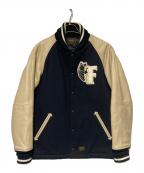 FUCTファクト）の古着「バットガールワッペンスタジャン」｜ネイビー×アイボリー