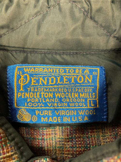 PENDLETON（ペンドルトン）PENDLETON (ペンドルトン) 70s オープンカラーチェックシャツ グレー サイズ:Lの古着・服飾アイテム