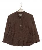 MARGARET HOWELLマーガレットハウエル）の古着「バンドカラーリネンシャツ」｜ブラウン