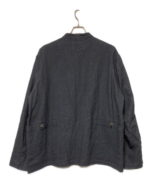 HOUSTON（ヒューストン）HOUSTON (ヒューストン) バンドカラーリネンジャケット グレー サイズ:XLの古着・服飾アイテム