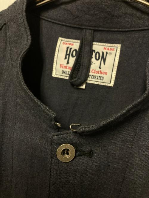 HOUSTON（ヒューストン）HOUSTON (ヒューストン) バンドカラーリネンジャケット グレー サイズ:XLの古着・服飾アイテム