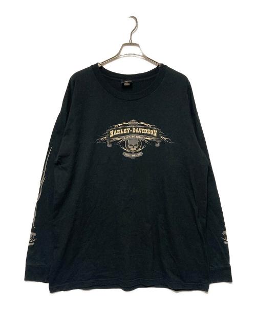 HARLEY-DAVIDSON（ハーレーダビッドソン）HARLEY-DAVIDSON (ハーレーダビッドソン) プリントロングスリーブTシャツ / 04年製 ブラック サイズ:2XLの古着・服飾アイテム