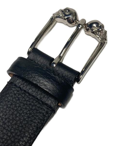 ALEXANDER McQUEEN（アレキサンダーマックイーン）ALEXANDER McQUEEN (アレキサンダーマックイーン) ツインスカル レザーベルト ブラックの古着・服飾アイテム