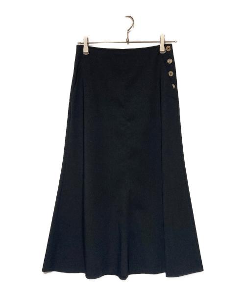 BALLSEY（ボールジィ）BALLSEY (ボールジィ) ドライキャンブリックフレアミディ スカート ブラック サイズ:36の古着・服飾アイテム