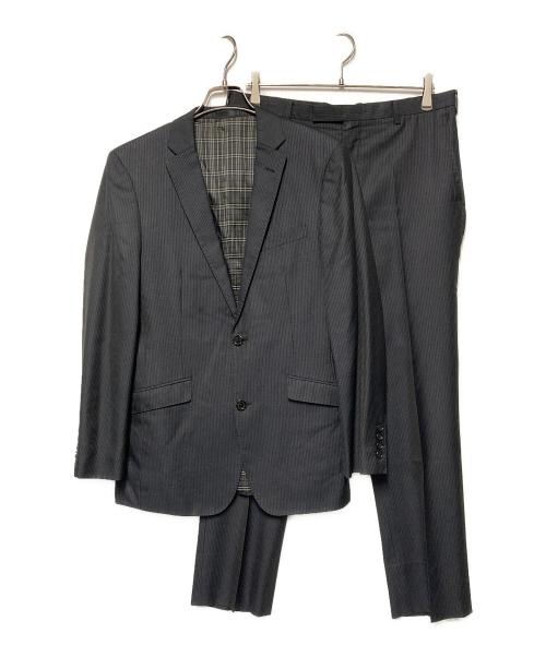 BURBERRY BLACK LABEL（バーバリーブラックレーベル）BURBERRY BLACK LABEL (バーバリーブラックレーベル) ストライプ2Bセットアップスーツ ブラック サイズ:Lの古着・服飾アイテム