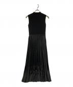 anuansアニュアンス）の古着「23AW プリーツドッキングニットワンピース」｜ブラック