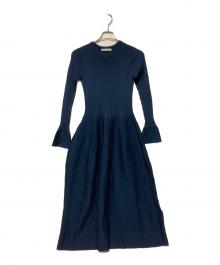 PLST×HARUNOBUMURATA（プラステ×ハルノブ ムラタ）の古着「フレアニットワンピース」｜ネイビー