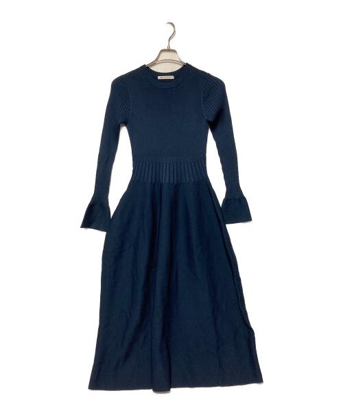 PLST（プラステ）PLST (プラステ) HARUNOBUMURATA (ハルノブ ムラタ) フレアニットワンピース ネイビー サイズ:Sの古着・服飾アイテム