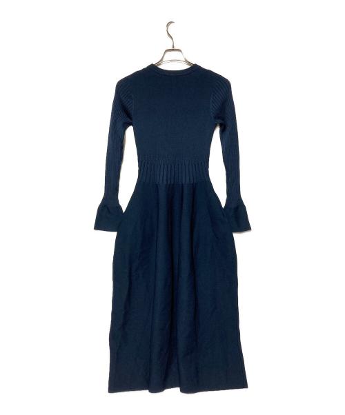 PLST（プラステ）PLST (プラステ) HARUNOBUMURATA (ハルノブ ムラタ) フレアニットワンピース ネイビー サイズ:Sの古着・服飾アイテム