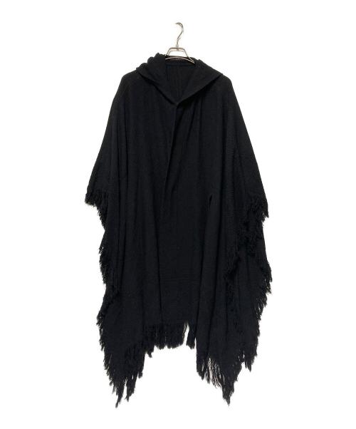 Y's（ワイズ）Y's (ワイズ) FRINGE STOLE JACQUARD ASYMME CAPE PONCHO ブラック サイズ:1の古着・服飾アイテム