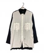 Y'sワイズ）の古着「24AW レーヨンロングシャツ」｜ホワイト×ブラック