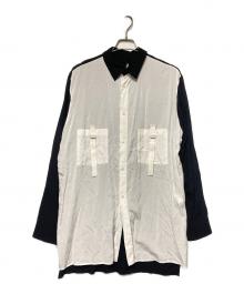 Y's（ワイズ）の古着「24AW レーヨンロングシャツ」｜ホワイト×ブラック