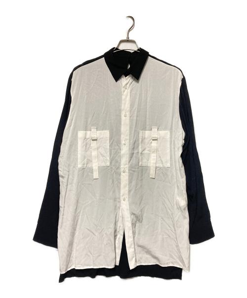Y's（ワイズ）Y's (ワイズ) 24AW レーヨンロングシャツ ホワイト×ブラック サイズ:2の古着・服飾アイテム